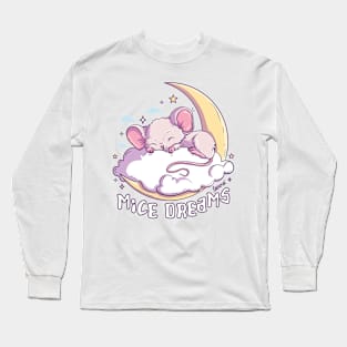 Mice Dreams - Cute Slumber Illustration Long Sleeve T-Shirt